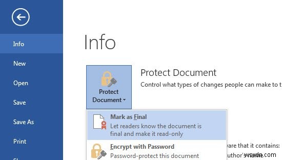 Microsoft Word 2013에서 문서를 안전하게 보호하는 3가지 방법