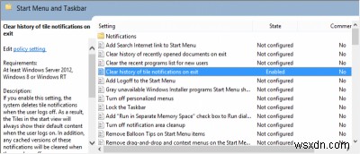 Windows 8 로그오프 시 앱 알림 자동 삭제 설정 방법