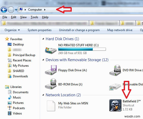 Windows  내 컴퓨터  창에 바로 가기 추가하는 숨겨진 방법