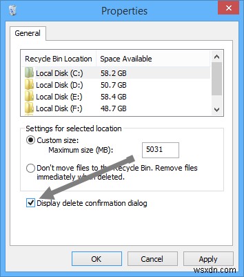 Windows 8에서 삭제 확인 대화 상자 활성화하는 방법