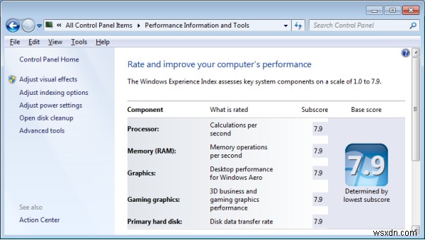 Windows 8.1에서 사라진 Windows 경험 지수 점수 확인하는 방법