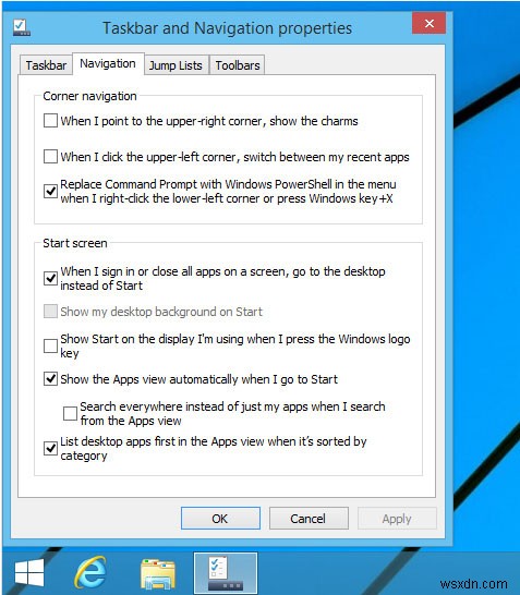 Windows 8.1 시작 버튼을 눌렀을 때 앱 화면이 열리도록 설정하는 방법