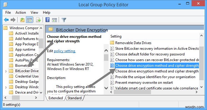 Windows 8에서 BitLocker 암호화를 AES 256비트로 설정하는 방법