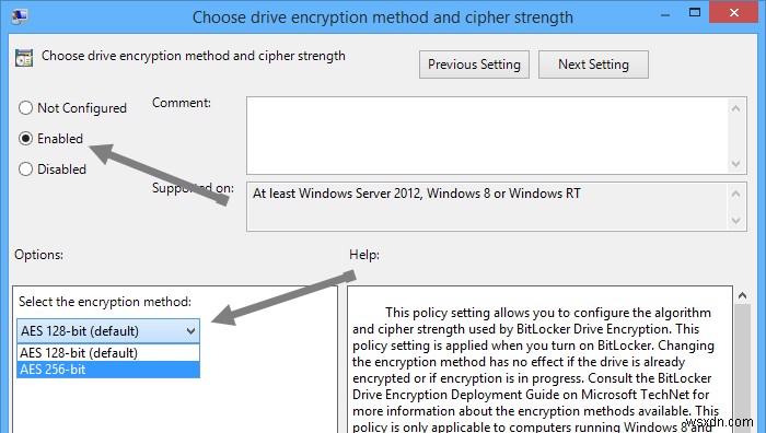 Windows 8에서 BitLocker 암호화를 AES 256비트로 설정하는 방법
