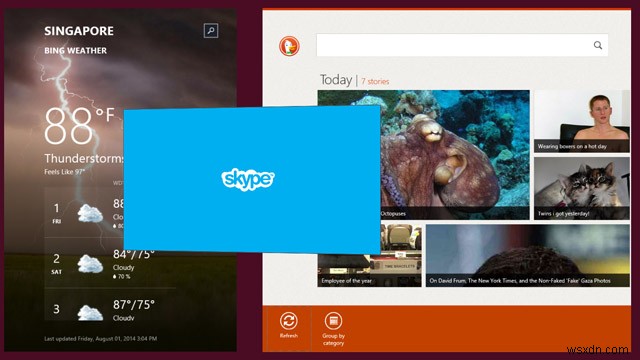 Windows 8 스냅 보기로 데스크톱 프로그램과 기본 앱 동시에 실행하는 방법