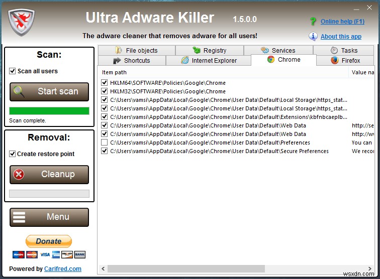 Ultra Adware Killer – 설치된 애드웨어를 손쉽게 제거하는 무료 유틸리티