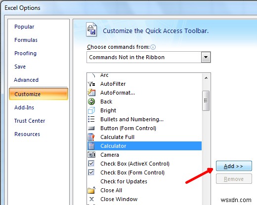 엑셀 빠른 실행 도구 모음에 Windows 계산기 추가하는 방법