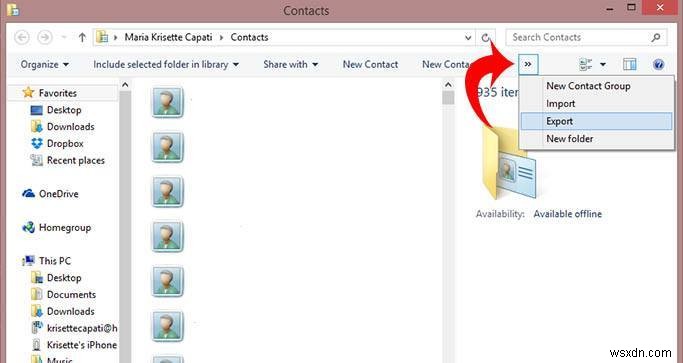 Windows 8에서 아이폰 연락처를 CSV 파일로 내보내는 방법