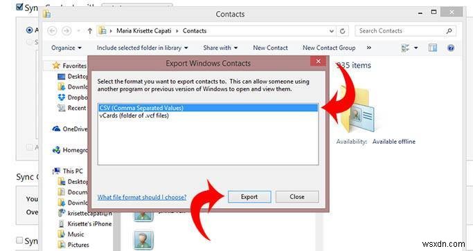 Windows 8에서 아이폰 연락처를 CSV 파일로 내보내는 방법