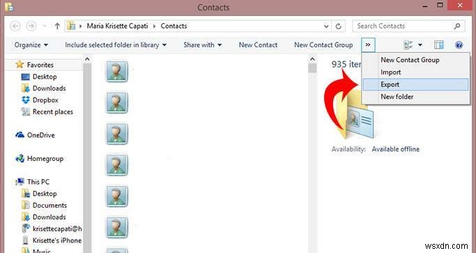 Windows 8에서 아이폰 연락처를 CSV 파일로 내보내는 방법
