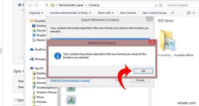 Windows 8에서 아이폰 연락처를 CSV 파일로 내보내는 방법