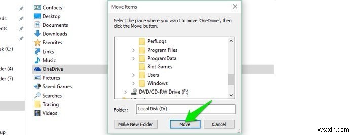 Windows 10에서 OneDrive 폴더를 다른 드라이브로 옮기는 방법