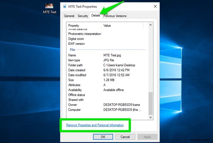 Windows 10에서 사진 메타데이터(EXIF) 제거하는 방법