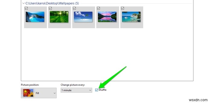 Windows 10에서 슬라이드쇼 배경화면 설정하고 셔플로 랜덤 재생하기