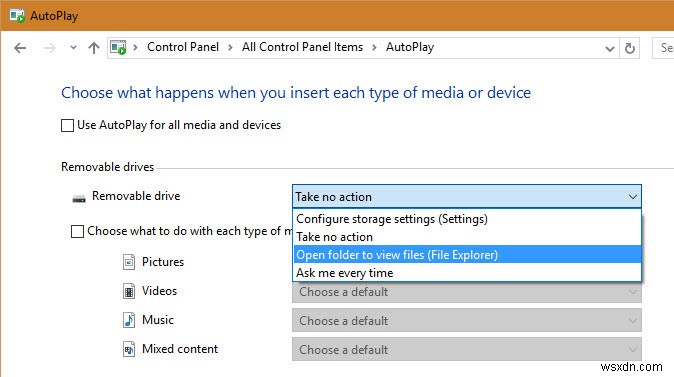 Windows 10 자동 실행(AutoPlay) 기본값 설정하는 3가지 방법