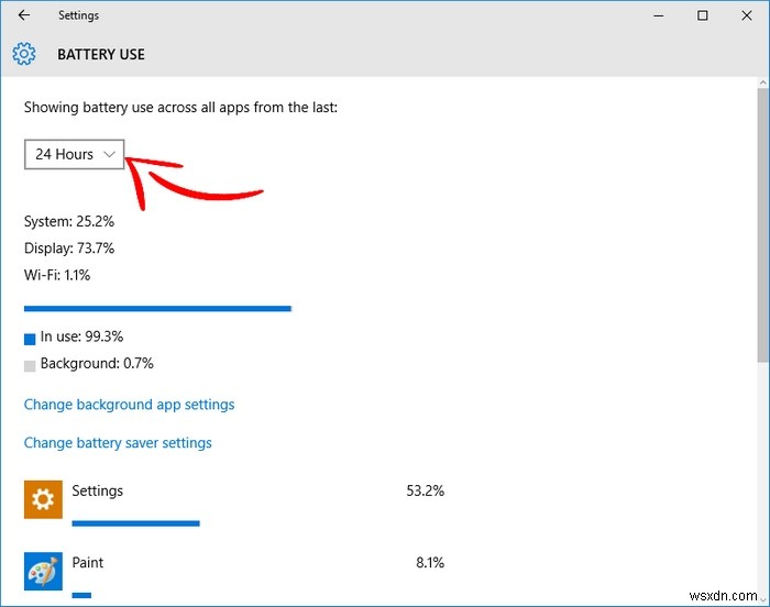 Windows 10에서 앱별 배터리 사용량 확인하는 방법