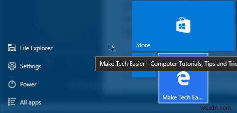 Windows 10 시작 메뉴에 웹사이트 링크를 고정하는 방법