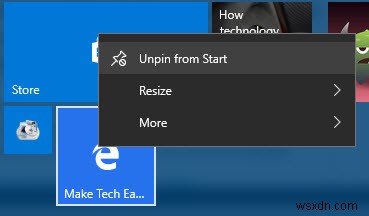Windows 10 시작 메뉴에 웹사이트 링크를 고정하는 방법