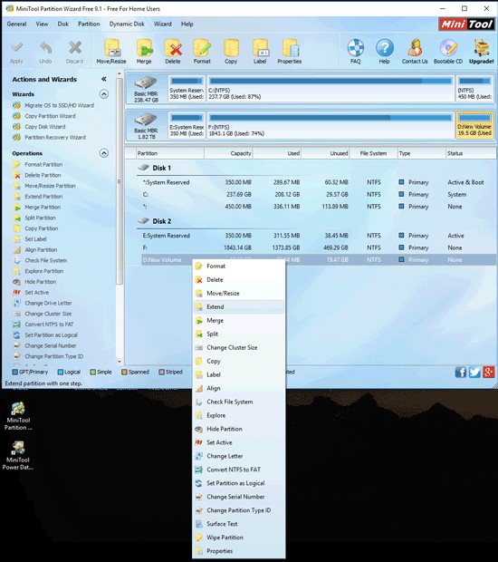 Windows 10에서 하드 드라이브 파티션 확장하는 쉬운 방법
