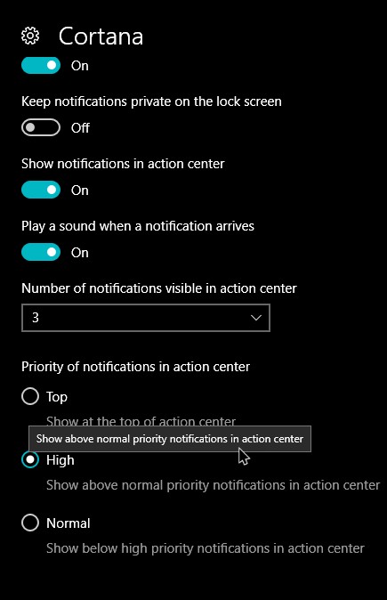 Windows 10 알림 센터에서 앱 알림 우선순위 설정하는 방법