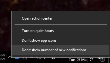 Windows 10 알림 센터 앱 아이콘 켜기 및 끄는 방법