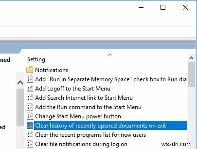 Windows 10 종료 시 최근 문서 점프 목록 자동 삭제하는 방법