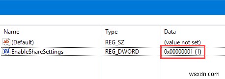 Windows 10 설정 앱에서 숨겨진 공유 설정 옵션 활성화하는 방법