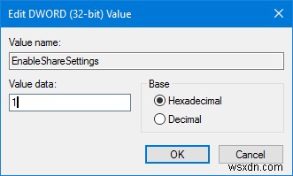 Windows 10 설정 앱에서 숨겨진 공유 설정 옵션 활성화하는 방법