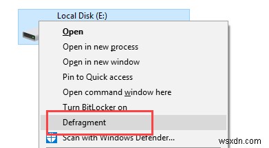 Windows 드라이브 우클릭 메뉴에  조각 모음  옵션 추가하는 방법