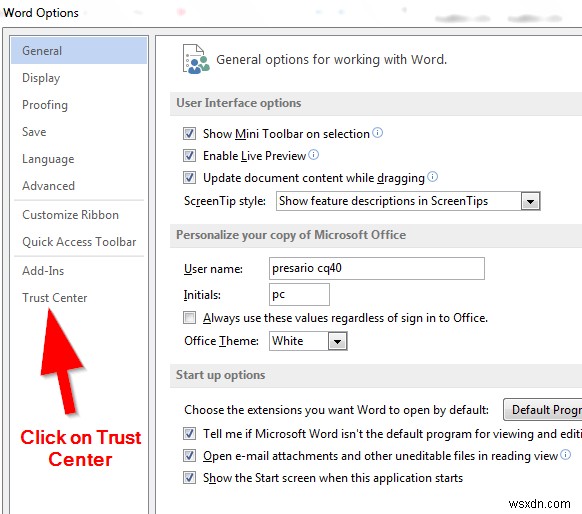 Microsoft Word에서 보호된 보기(Protected View) 비활성화하는 방법