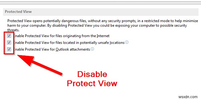 Microsoft Word에서 보호된 보기(Protected View) 비활성화하는 방법