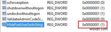 Windows 10에서 빠른 사용자 전환(Fast User Switching) 비활성화하는 방법