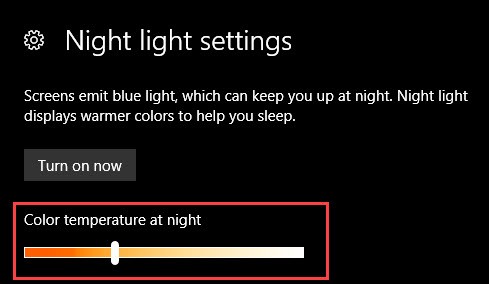 Windows 10 야간 조명(Night Light) 기능 활성화 및 설정 방법