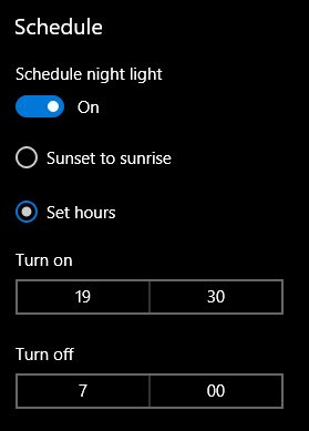 Windows 10 야간 조명(Night Light) 기능 활성화 및 설정 방법