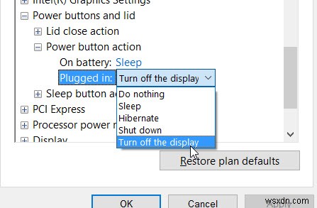 Windows 10 전원 버튼을 눌러 화면을 끄도록 설정하는 방법
