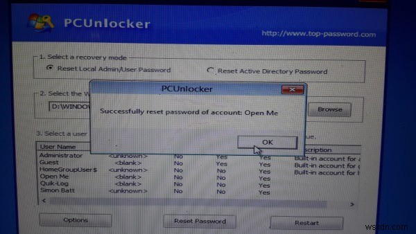 PCUnlocker로 Windows 10 및 이전 버전 비밀번호 재설정하는 방법