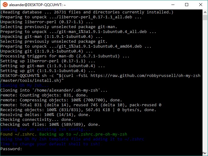 Windows 10에 zsh 및 Oh My Zsh 설치하는 방법
