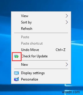 Windows 바탕 화면 우클릭 메뉴에  업데이트 확인  옵션 추가하는 방법