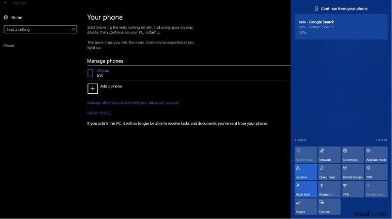 Windows 10  PC에서 계속  기능으로 스마트폰과 PC 사이 웹 브라우징 이어서 하기