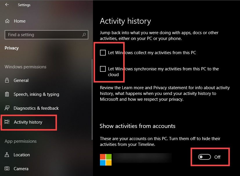 Windows 10 타임라인(Timeline) 기능을 비활성화하는 3가지 방법