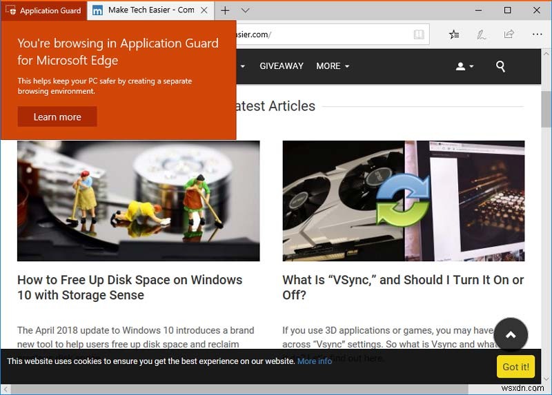 Windows 10에서 Microsoft Edge Application Guard 활성화하는 방법