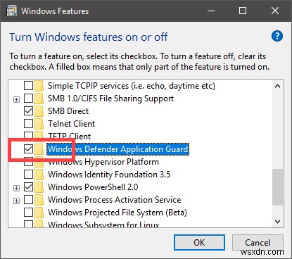 Windows 10에서 Microsoft Edge Application Guard 활성화하는 방법