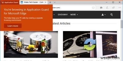 Windows 10에서 Microsoft Edge Application Guard 활성화하는 방법