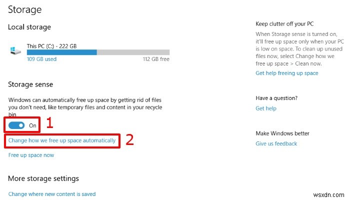 Windows 10 스토리지 센스로 디스크 공간 확보하는 방법