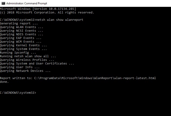 Windows 10에서 Wi-Fi 기록 및 WLAN 보고서 생성하는 방법