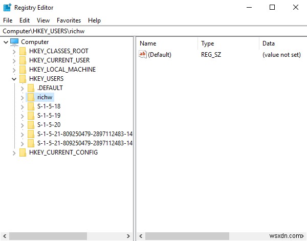 Windows 10에서 다른 사용자 계정의 레지스트리 편집하는 방법