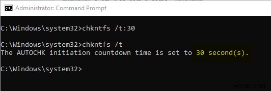Windows에서 CHKDSK 카운트다운 시간을 변경하는 방법