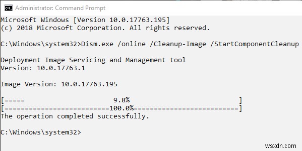 Windows 10에서 구성 요소 저장소(WinSxS) 크기 확인 및 정리하는 방법