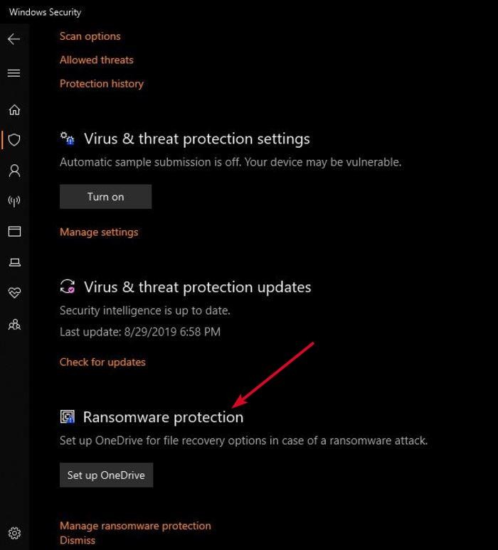 윈도우 디펜더(Windows Defender)에서 랜섬웨어 보호 기능 활성화하는 방법