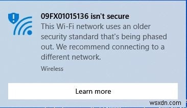 윈도우에서  Wi-Fi 네트워크가 안전하지 않습니다  경고 메시지 해결 방법